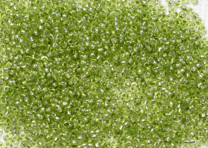 Бисер Чехия круглый 10/0 50г 78654 салатовый, серебряная линия внутри